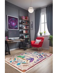 Cosi Gamer Halısı, Şönil Pamuk Tabanlı, Kaydırmaz, Yıkanabilen, Gaming Oyuncu Odası Halısı