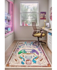 Cosi Gamer Halısı, Şönil Pamuk Tabanlı, Kaydırmaz, Yıkanabilen, Gaming Oyuncu Odası Halısı