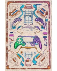 Cosi Gamer Halısı, Şönil Pamuk Tabanlı, Kaydırmaz, Yıkanabilen, Gaming Oyuncu Odası Halısı