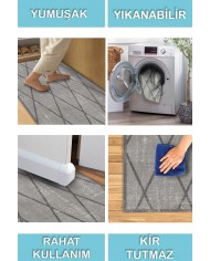 Dream Desenli Pamuk Tabanlı Yıkanabilen Kaydırmaz Antibakteriyel Şönil Salon Halısı