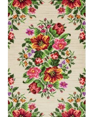 Enola Karabağ Desenli Pamuk Tabanlı Yıkanabilen Kaydırmaz Antibakteriyel Şönil Salon Halısı