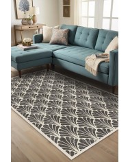 Ensel Desenli Pamuk Tabanlı Yıkanabilen Kaydırmaz Antibakteriyel Şönil Salon Halısı