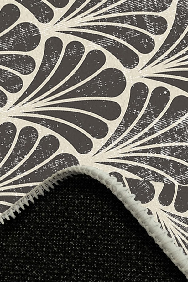 Ensel Desenli Pamuk Tabanlı Yıkanabilen Kaydırmaz Antibakteriyel Şönil Salon Halısı