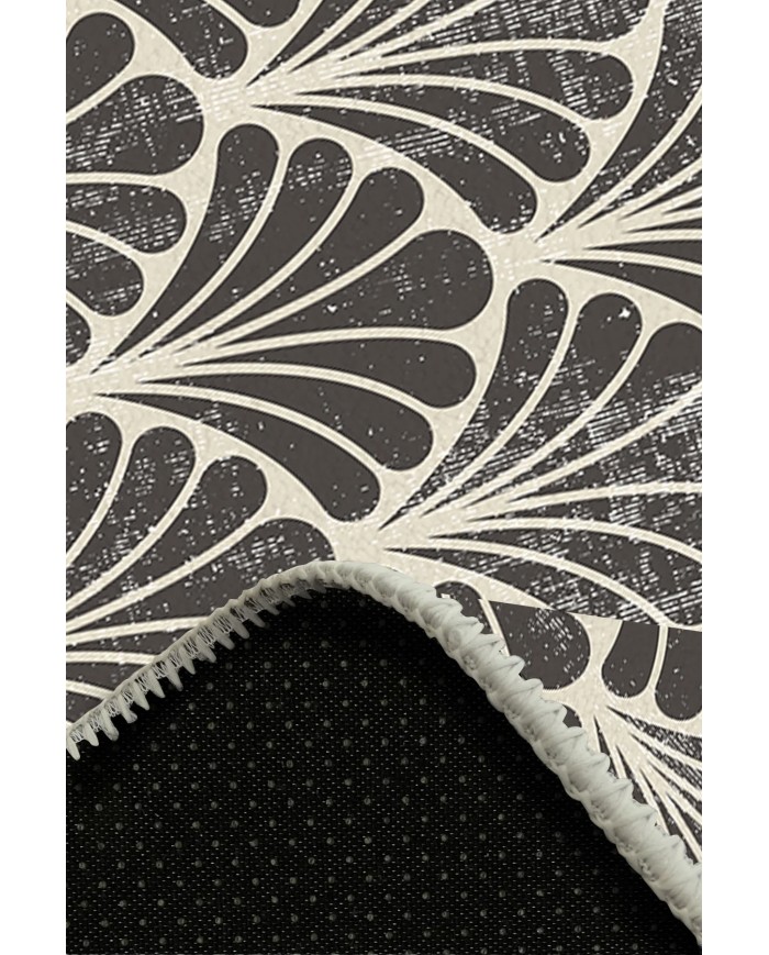 Ensel Desenli Pamuk Tabanlı Yıkanabilen Kaydırmaz Antibakteriyel Şönil Salon Halısı