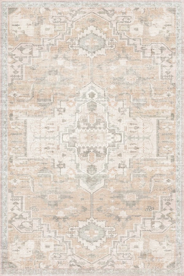 Gimce Vıntage Desenli Pamuk Tabanlı Yıkanabilen Kaydırmaz Antibakteriyel Şönil Salon Halısı