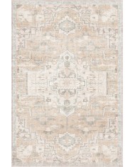 Gimce Vıntage Desenli Pamuk Tabanlı Yıkanabilen Kaydırmaz Antibakteriyel Şönil Salon Halısı
