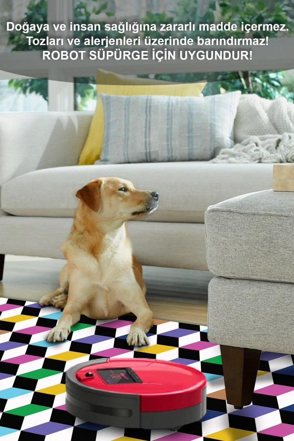 Glimmer Desenli Pamuk Tabanlı Yıkanabilen Kaydırmaz Antibakteriyel Şönil Salon Halısı