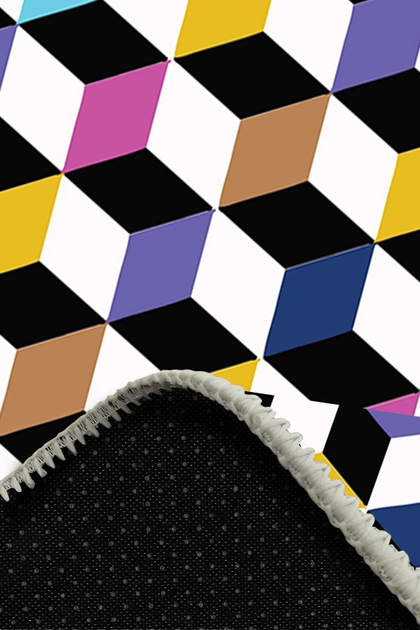 Glimmer Desenli Pamuk Tabanlı Yıkanabilen Kaydırmaz Antibakteriyel Şönil Salon Halısı