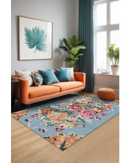 Lucio Desenli Pamuk Tabanlı Yıkanabilen Kaydırmaz Antibakteriyel Şönil Salon Halısı