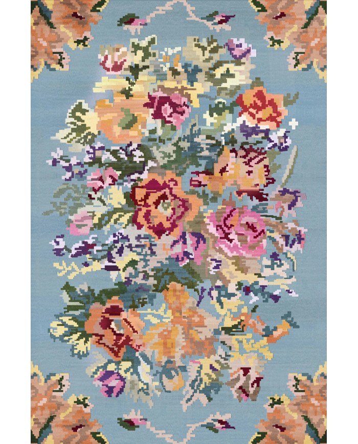 Lucio Desenli Pamuk Tabanlı Yıkanabilen Kaydırmaz Antibakteriyel Şönil Salon Halısı