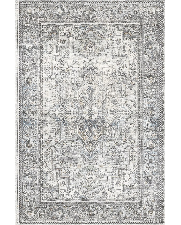 Lush Vıntage Desenli Pamuk Tabanlı Yıkanabilen Kaydırmaz Antibakteriyel Şönil Salon Halısı