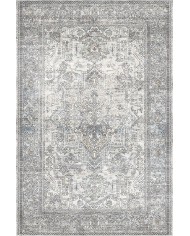 Lush Vıntage Desenli Pamuk Tabanlı Yıkanabilen Kaydırmaz Antibakteriyel Şönil Salon Halısı