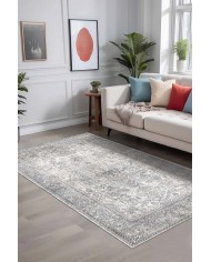 Lush Vıntage Desenli Pamuk Tabanlı Yıkanabilen Kaydırmaz Antibakteriyel Şönil Salon Halısı