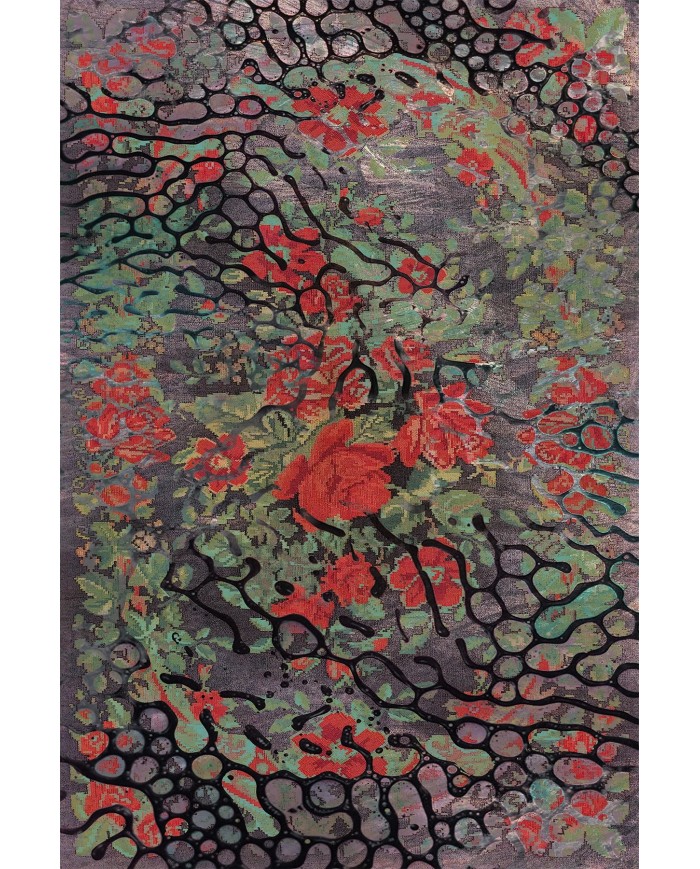 Melin Modern Desenli Pamuk Tabanlı Yıkanabilen Kaydırmaz Antibakteriyel Şönil Salon Halısı