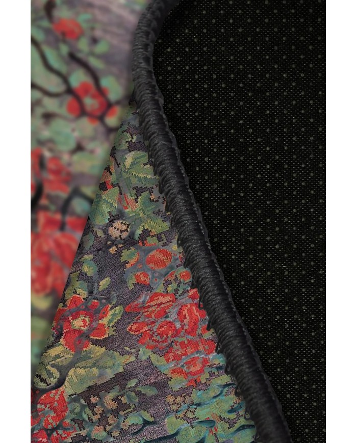 Melin Modern Desenli Pamuk Tabanlı Yıkanabilen Kaydırmaz Antibakteriyel Şönil Salon Halısı