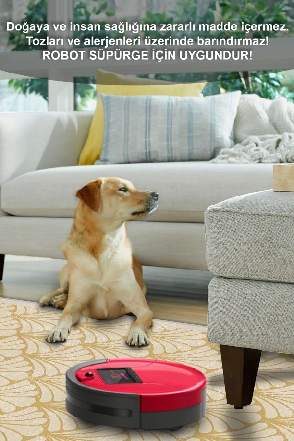 Mustard Desenli Pamuk Tabanlı Yıkanabilen Kaydırmaz Antibakteriyel Şönil Salon Halısı