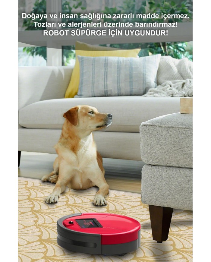 Mustard Desenli Pamuk Tabanlı Yıkanabilen Kaydırmaz Antibakteriyel Şönil Salon Halısı