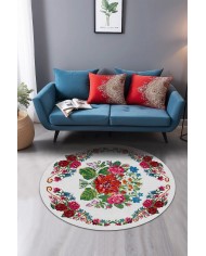 Rifa Şönil Pamuk Tabanlı, Kaydırmaz, Yıkanabilen, Antibakteriyel, Yuvarlak Salon Halısı, Mutfak