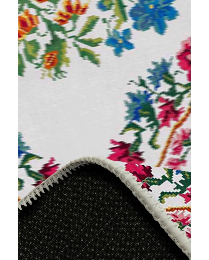 Rifa Şönil Pamuk Tabanlı, Kaydırmaz, Yıkanabilen, Antibakteriyel, Yuvarlak Salon Halısı, Mutfak