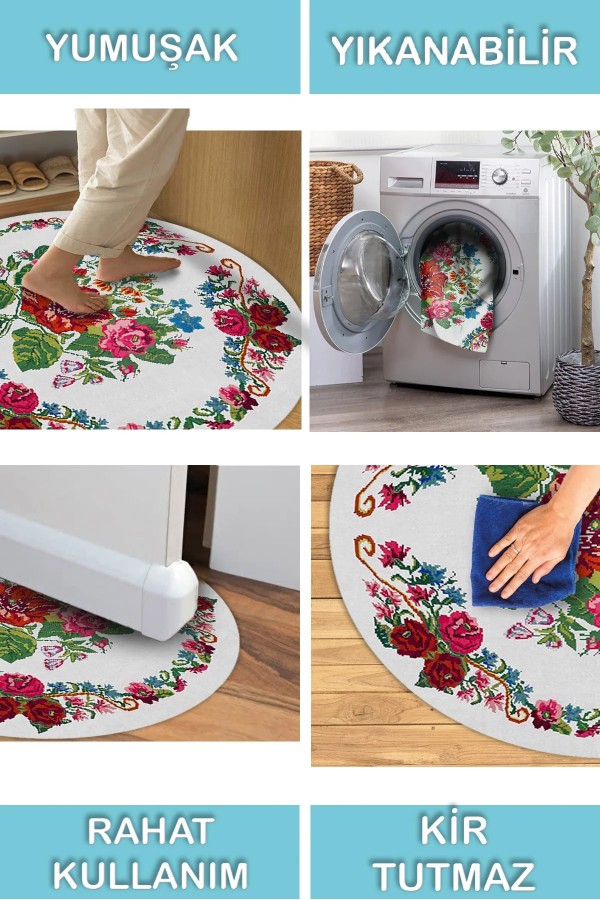 Rifa Şönil Pamuk Tabanlı, Kaydırmaz, Yıkanabilen, Antibakteriyel, Yuvarlak Salon Halısı, Mutfak Rifa Şönil Pamuk Tabanlı, Kaydırmaz, Yıkanabilen, Antibakteriyel, Yuvarlak Salon Halısı, Mutfak