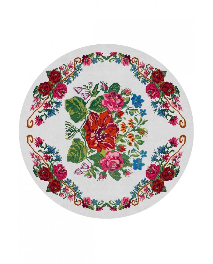 Rifa Şönil Pamuk Tabanlı, Kaydırmaz, Yıkanabilen, Antibakteriyel, Yuvarlak Salon Halısı, Mutfak