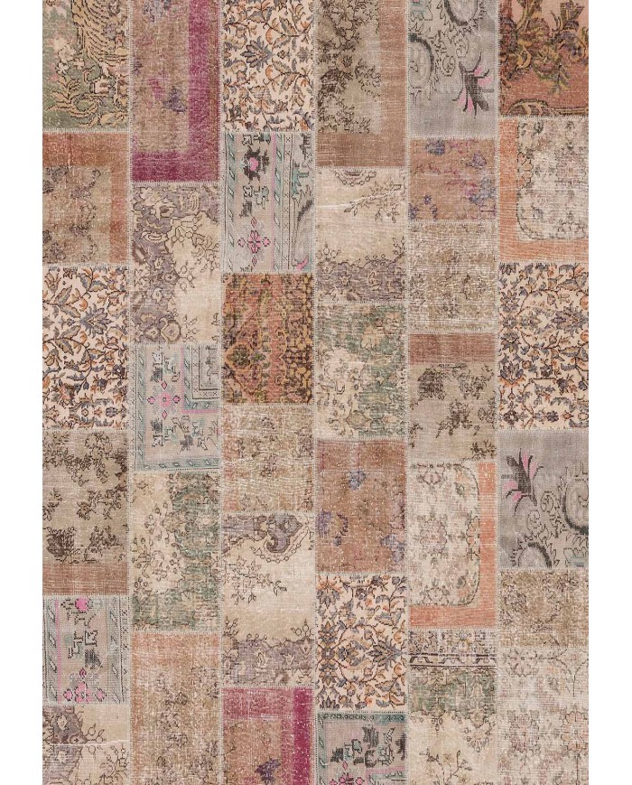 Senda Patchwork Desenli Pamuk Tabanlı Yıkanabilen Kaydırmaz Antibakteriyel Şönil Salon Halısı