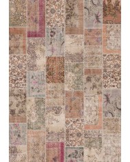 Senda Patchwork Desenli Pamuk Tabanlı Yıkanabilen Kaydırmaz Antibakteriyel Şönil Salon Halısı