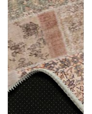 Senda Patchwork Desenli Pamuk Tabanlı Yıkanabilen Kaydırmaz Antibakteriyel Şönil Salon Halısı