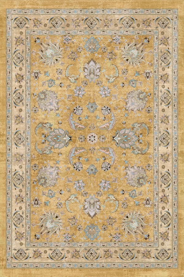 Serein Patchwork Desenli Pamuk Tabanlı Yıkanabilen Kaydırmaz Antibakteriyel Şönil Salon Halısı