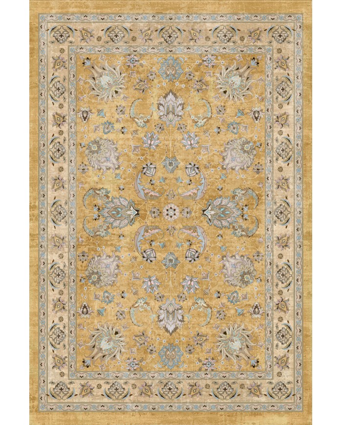 Serein Patchwork Desenli Pamuk Tabanlı Yıkanabilen Kaydırmaz Antibakteriyel Şönil Salon Halısı