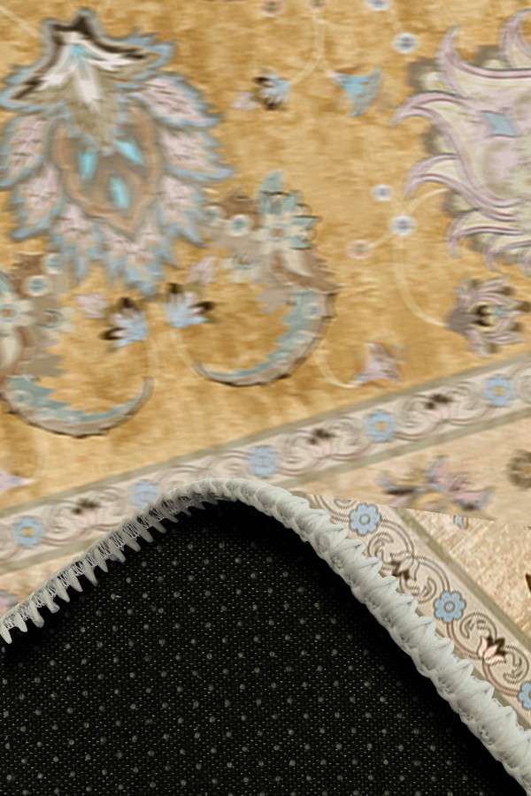 Serein Patchwork Desenli Pamuk Tabanlı Yıkanabilen Kaydırmaz Antibakteriyel Şönil Salon Halısı