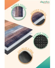 Alnas Kadife Yıkanabilir Kaymaz Pamuk Tabanlı Antibakteriyel Salon Halısı