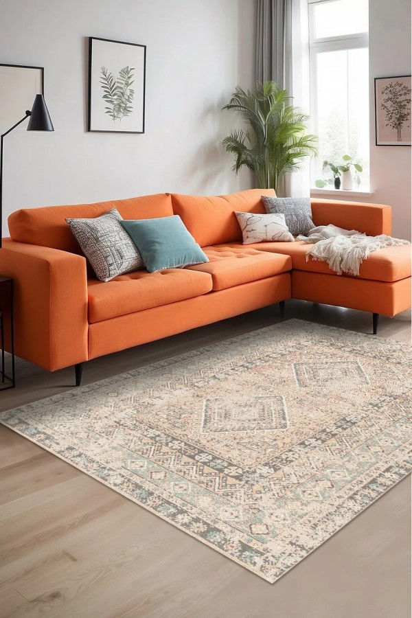 Soothe Vıntage Desenli Pamuk Tabanlı Yıkanabilen Kaydırmaz Antibakteriyel Şönil Salon Halısı Soothe Vıntage Desenli Pamuk Tabanlı Yıkanabilen Kaydırmaz Antibakteriyel Şönil Salon Halısı