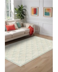 Velvet Desenli Pamuk Tabanlı Yıkanabilen Kaydırmaz Antibakteriyel Şönil Salon Halısı