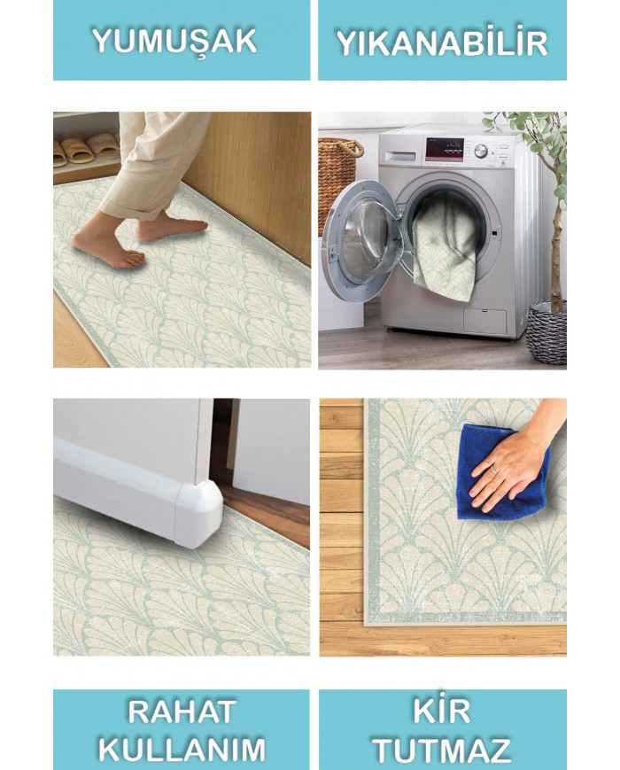 Velvet Desenli Pamuk Tabanlı Yıkanabilen Kaydırmaz Antibakteriyel Şönil Salon Halısı