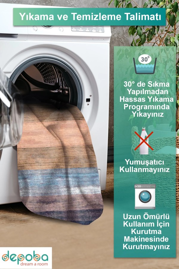 Alnas Kadife Yıkanabilir Kaymaz Pamuk Tabanlı Antibakteriyel Salon Halısı