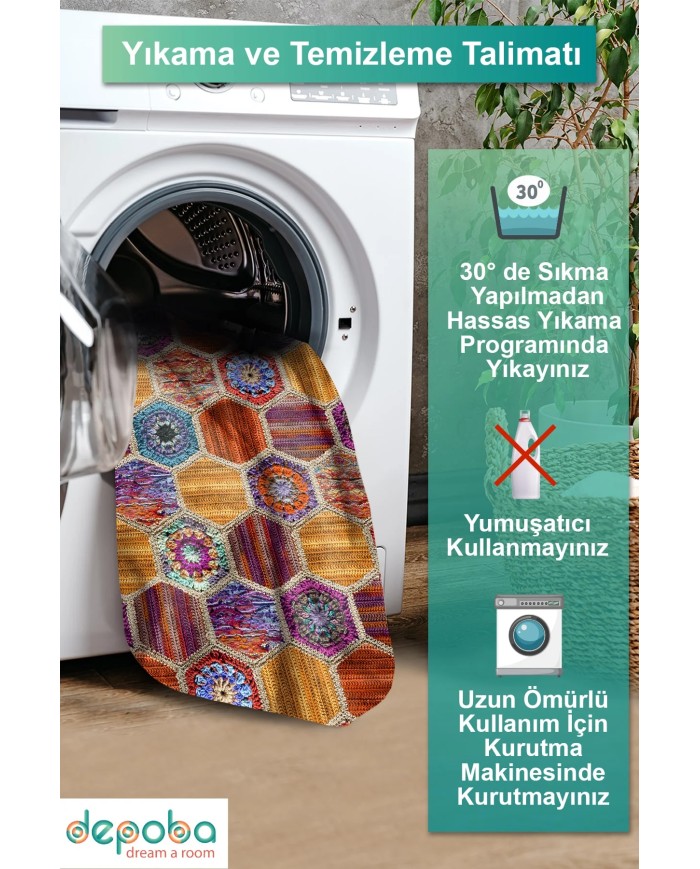 Bianca Kadife Yıkanabilir Kaymaz Pamuk Tabanlı Antibakteriyel Salon Halısı