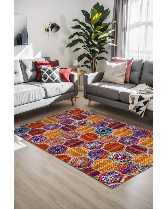 Bianca Kadife Yıkanabilir Kaymaz Pamuk Tabanlı Antibakteriyel Salon Halısı