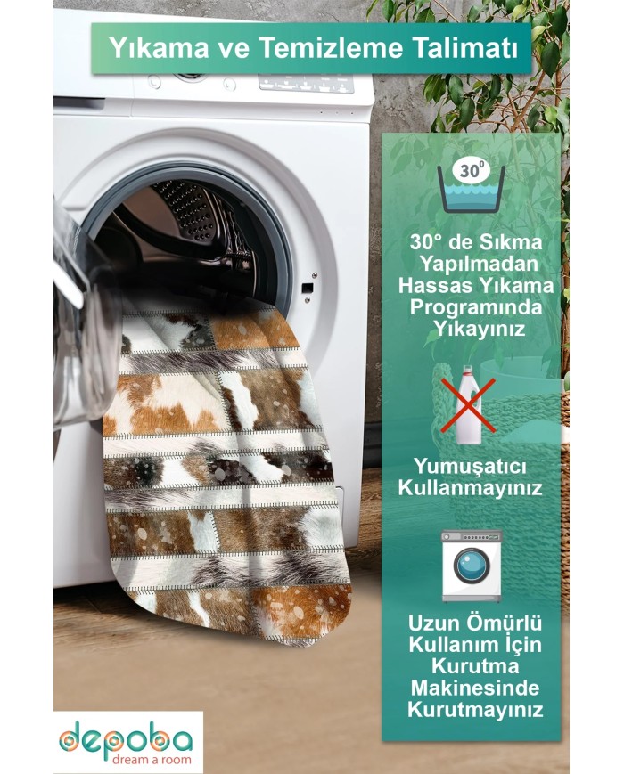 Cerenomy Kadife Yıkanabilir Kaymaz Pamuk Tabanlı Antibakteriyel Salon Halısı