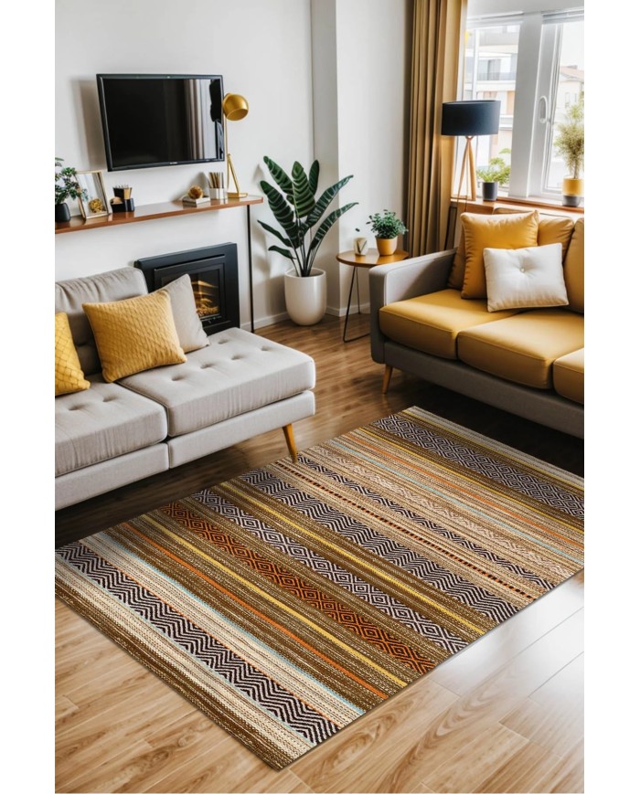 Cons Kadife Yıkanabilir Kaymaz Pamuk Tabanlı Antibakteriyel Salon Halısı