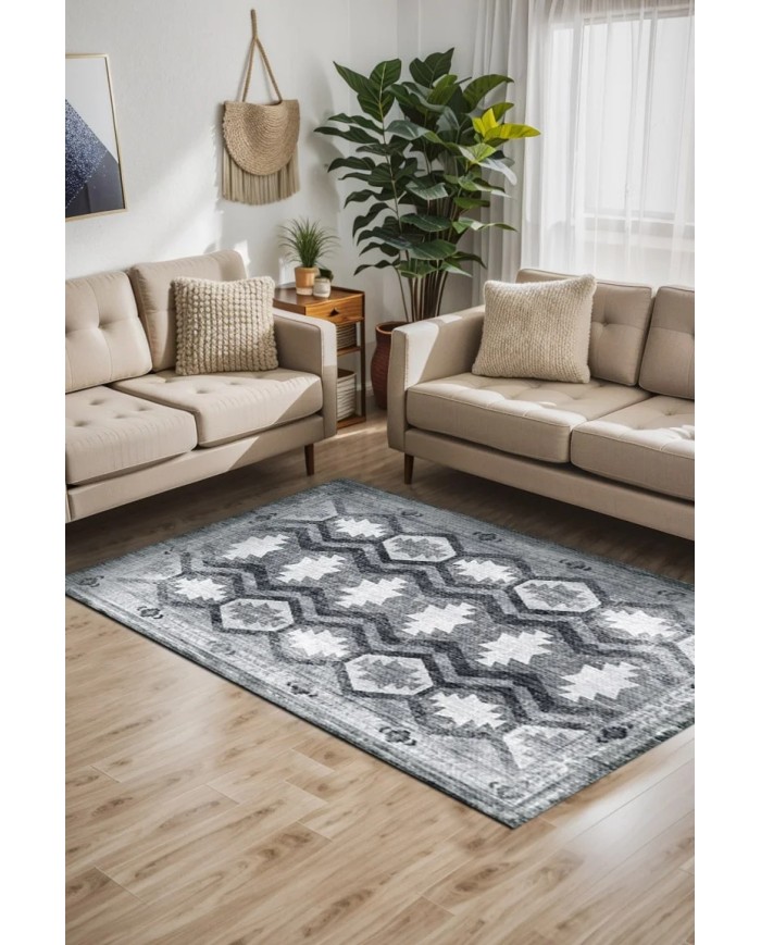 Daliana Kadife Yıkanabilir Kaymaz Pamuk Tabanlı Antibakteriyel Salon Halısı