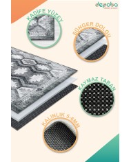 Daliana Kadife Yıkanabilir Kaymaz Pamuk Tabanlı Antibakteriyel Salon Halısı