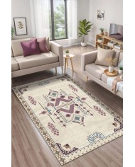 Plum Kadife Yıkanabilir Kaymaz Pamuk Tabanlı Antibakteriyel Salon Halısı