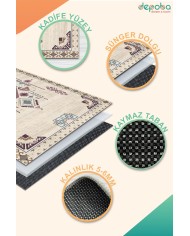 Plum Kadife Yıkanabilir Kaymaz Pamuk Tabanlı Antibakteriyel Salon Halısı