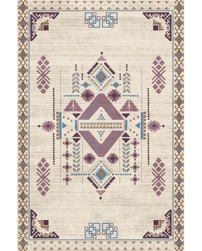 Plum Kadife Yıkanabilir Kaymaz Pamuk Tabanlı Antibakteriyel Salon Halısı