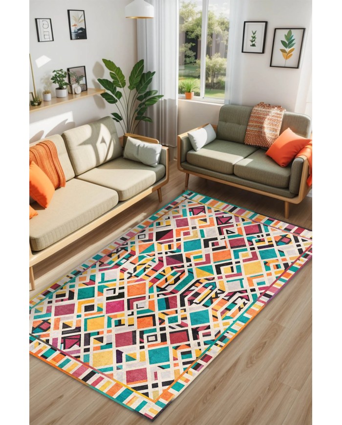 Betty Kadife Yıkanabilir Kaymaz Pamuk Tabanlı Antibakteriyel Salon Halısı