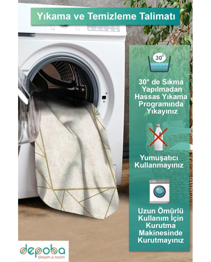 Goldi Kadife Yıkanabilir Kaymaz Pamuk Tabanlı Antibakteriyel Salon Halısı