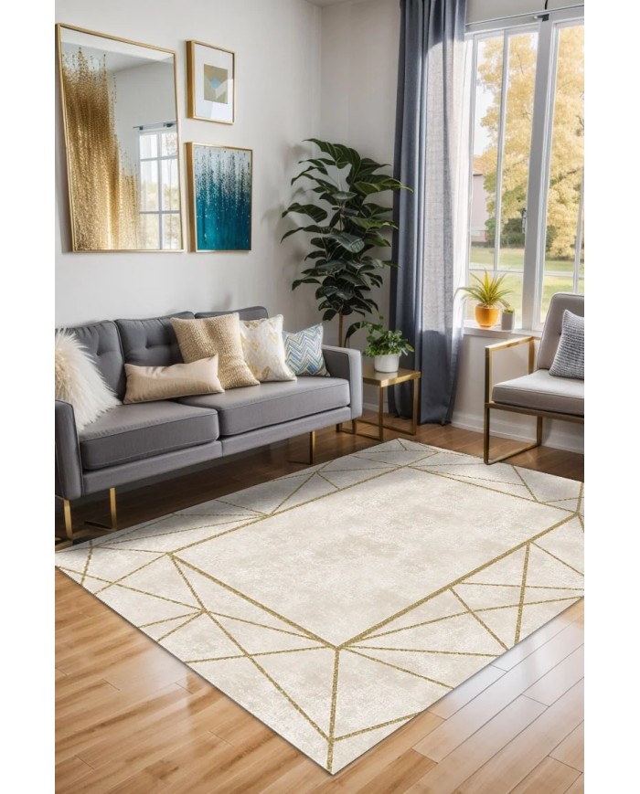 Goldi Kadife Yıkanabilir Kaymaz Pamuk Tabanlı Antibakteriyel Salon Halısı