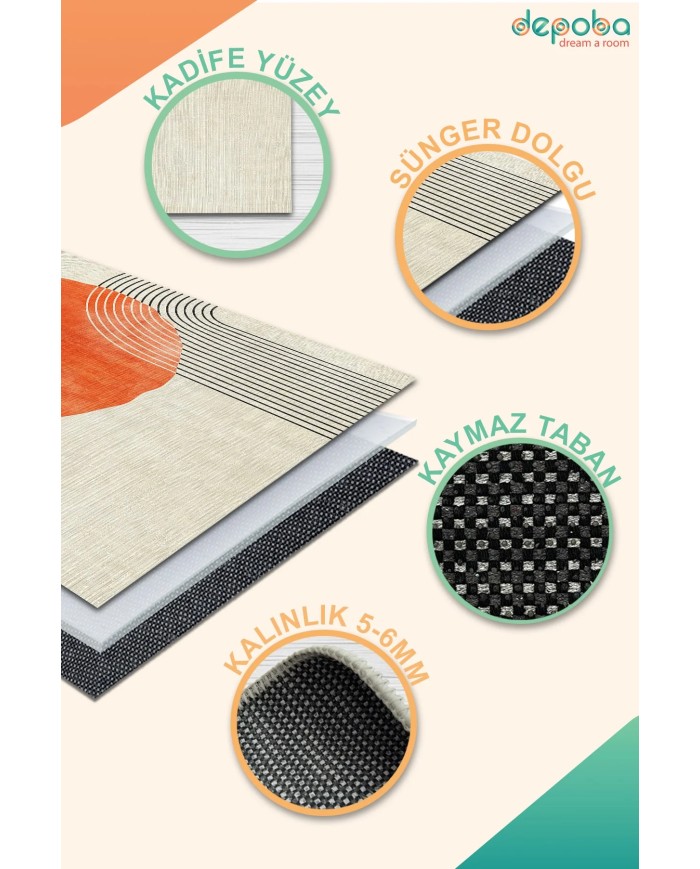 Karen Kadife Yıkanabilir Kaymaz Pamuk Tabanlı Antibakteriyel Salon Halısı