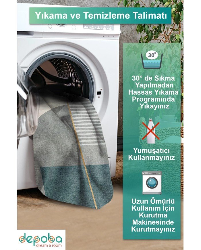 Lavin Kadife Yıkanabilir Kaymaz Pamuk Tabanlı Antibakteriyel Salon Halısı